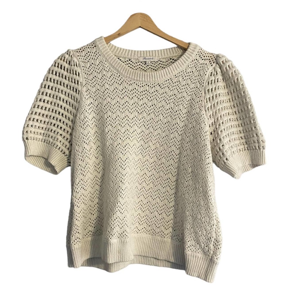 SOLD Madewell Short Sleeve Open Knit Sweater - Medium, Cream